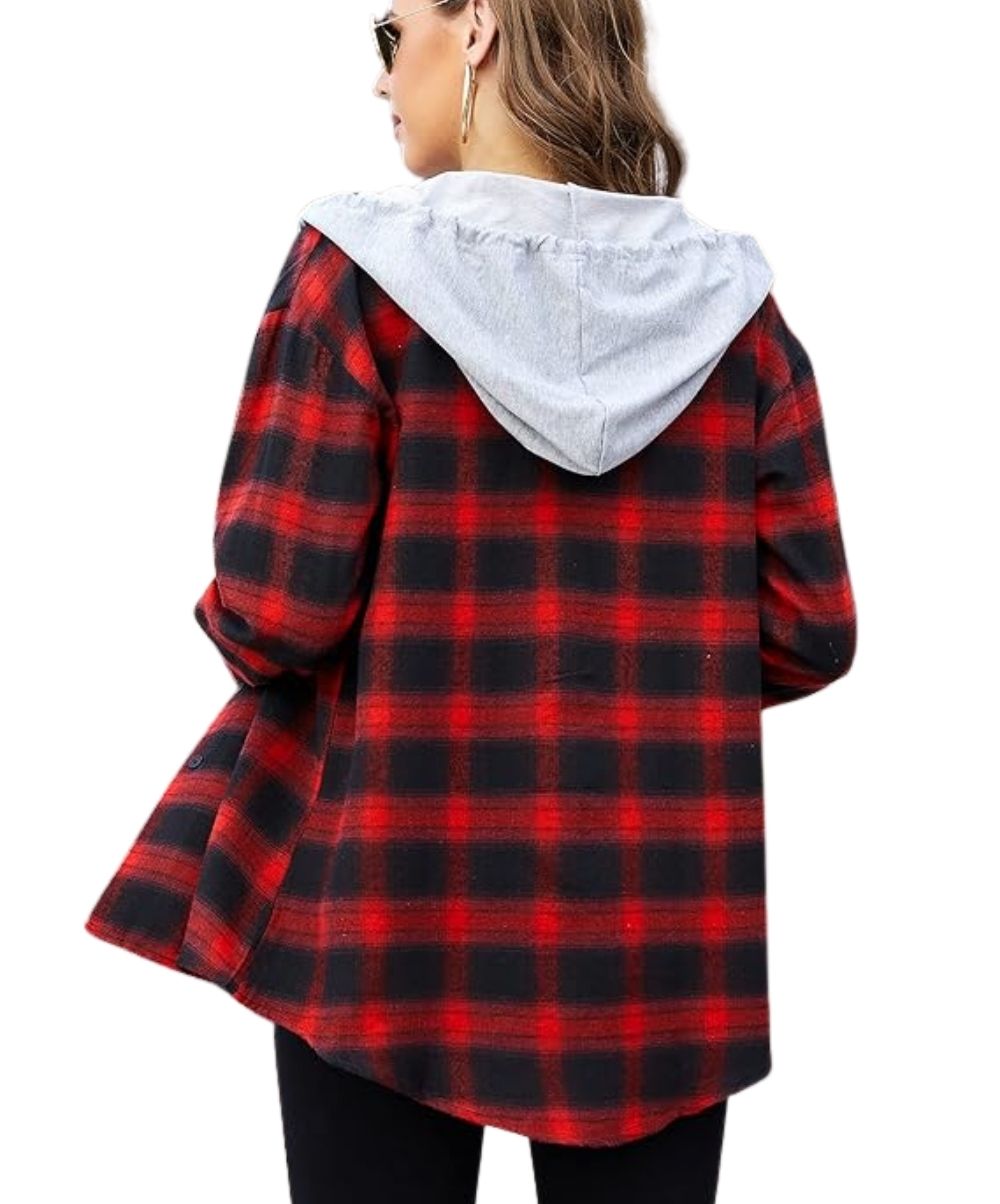 Check Flannel Hoodie Jacket - Image 2