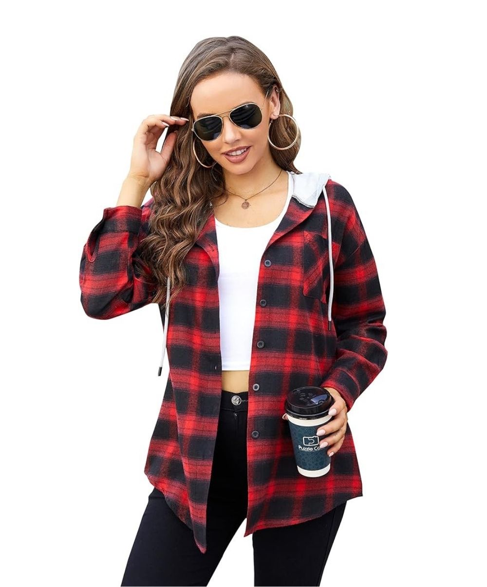Check Flannel Hoodie Jacket